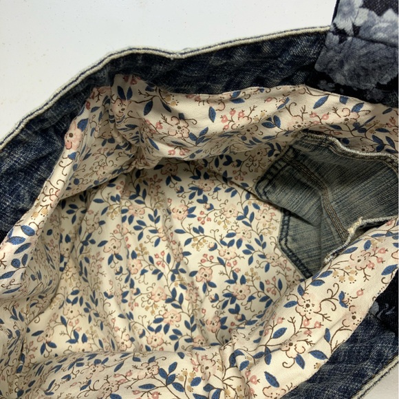 Handmade Upcycled Shoulder Bag/Tote, Faded Blue Denim - Picture 3 of 4